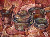 Ancient plates, oil on canvas